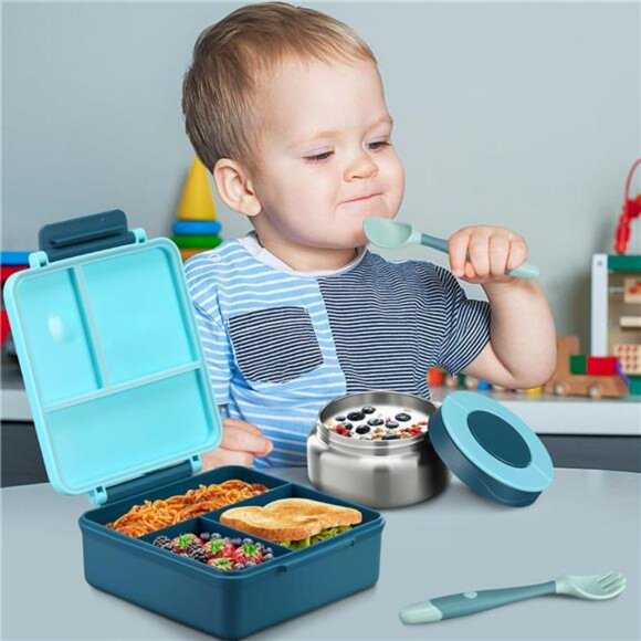 Bento Lunch Box for Kids with 8oz Soup Thermo&Lunch Bag, Leak-Proof Lunch Food - Picture 6 of 7